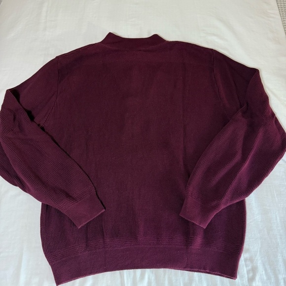 90'S LANDS END Half Button Sweater Made in USA Men's XL Vintage Maroon Grandpa - Picture 7 of 7